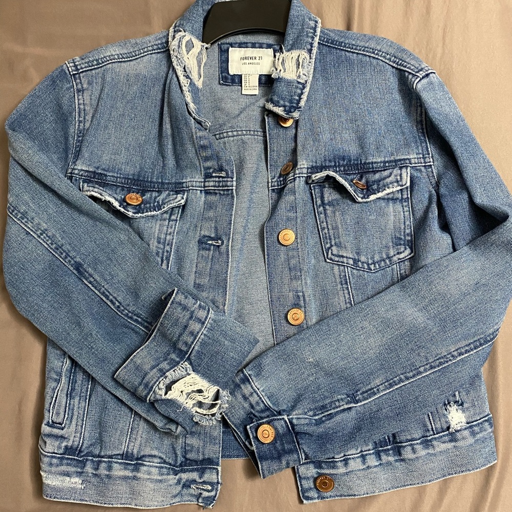 Forever 21 distressed denim jacket